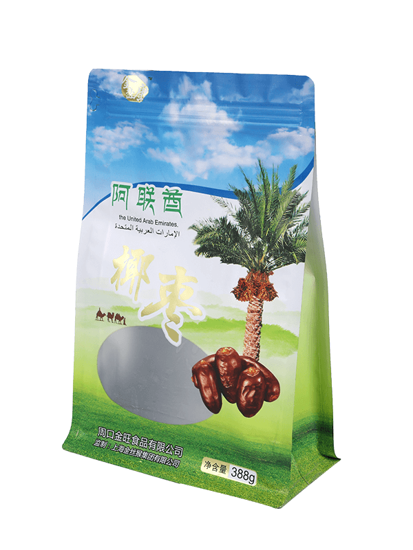 Pungă cu fund plat cu fereastră frontală pentru ambalarea alimentelor uscate